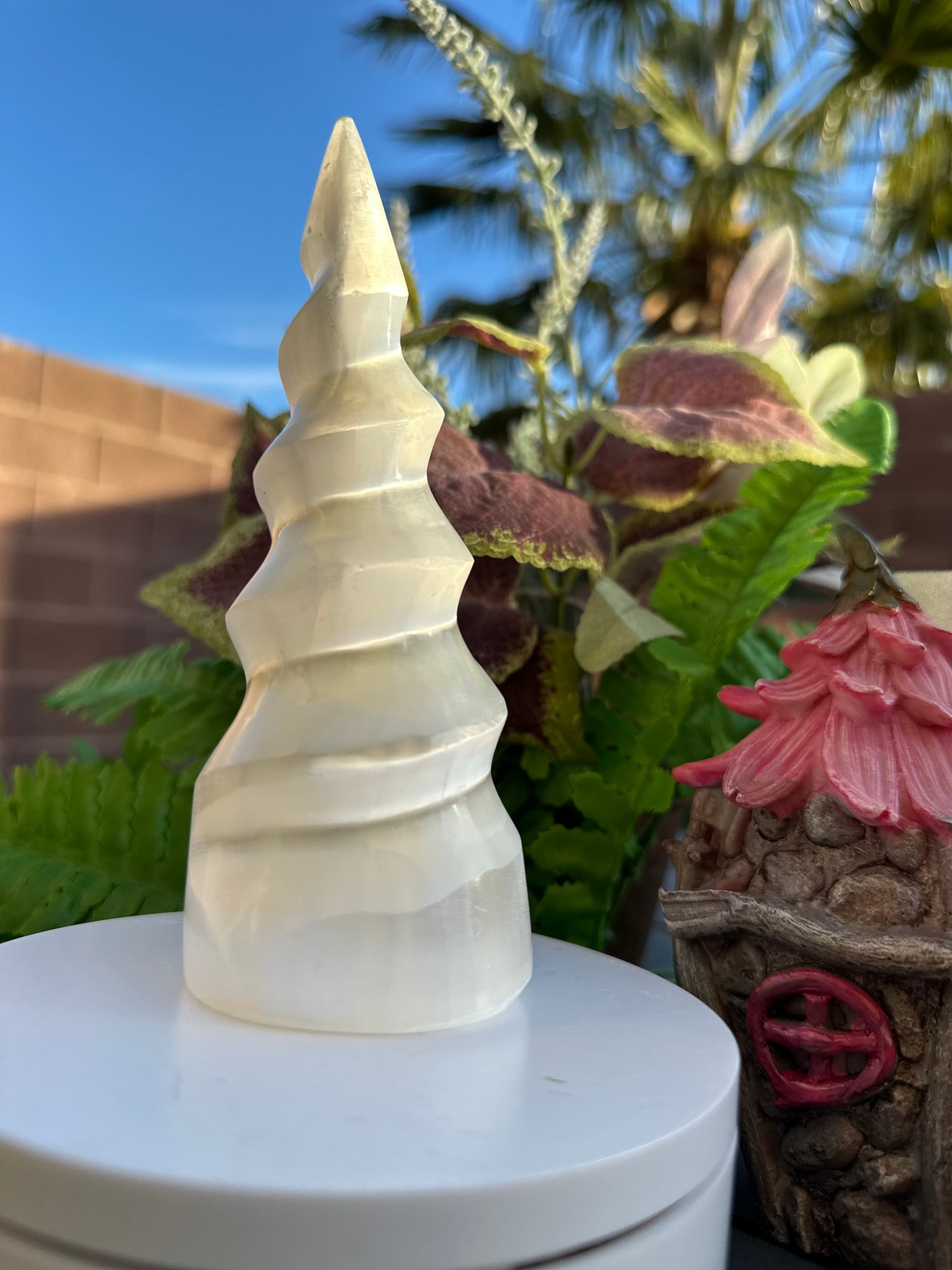 Twisted Unicorn Selenite Horn