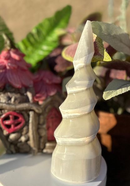 Twisted Unicorn Selenite Horn